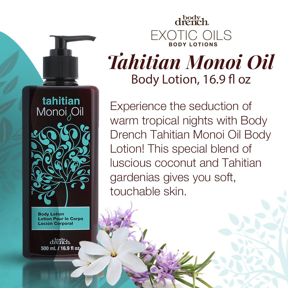 Body Drench Tahitian Monoi Oil Body Lotion for Women - Ultra-Hydrating Moisturizer with Gardenia & Coconut Oil Lotion for Dry Skin, Skincare, 16.9 fl oz - Image 3