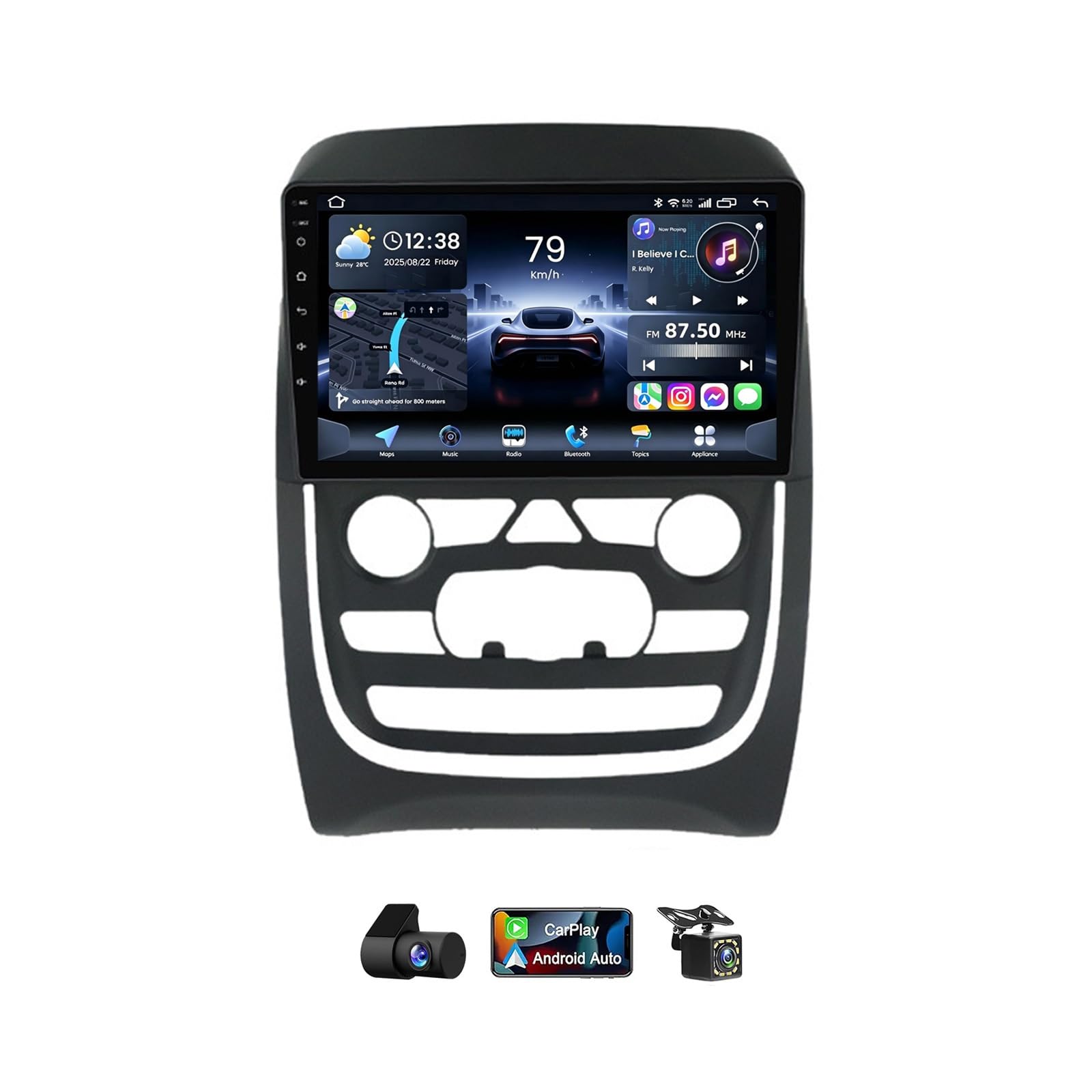 Radio coche DAB Android 14 de 9 pulgadas con DSP y Bluetooth para Dodge Durango 3 WD 8