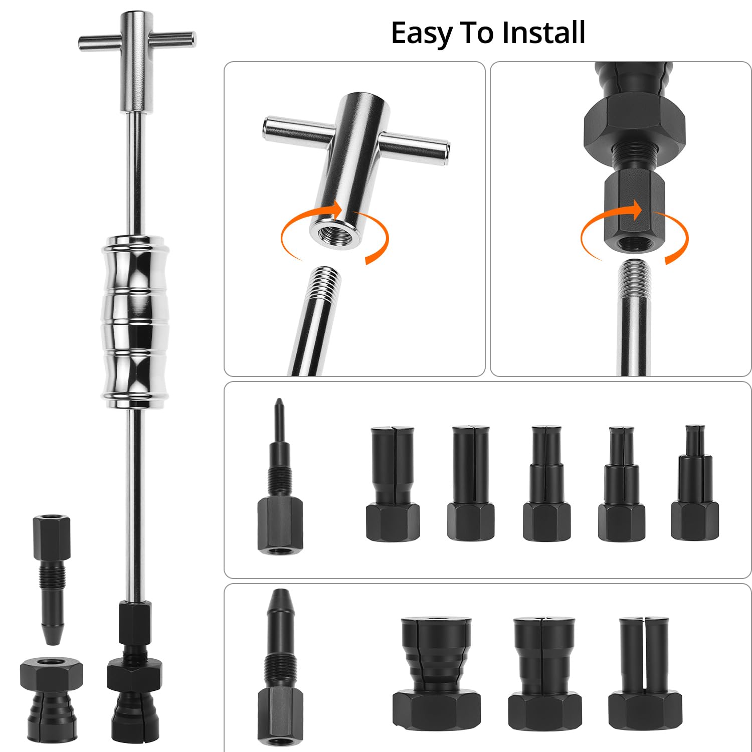 QWORK® 12 Piezas Extractor rodamientos Interiores de Agujero Ciego, con Martillo Deslizante y Pinzas Extensibles para rodamientos de Rueda, 8-32 mm