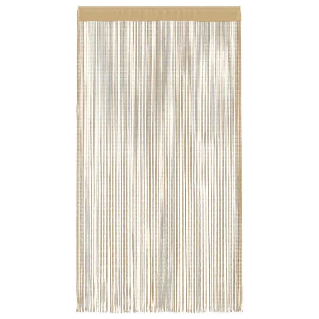 Lot de 2 rideaux à fils 140 x 250 cm Beige Rideau à fils pour porte de terrasse, rideau de porte, moustiquaire, séparateur de pièce, décoration de vitrine Rideau polyvalent