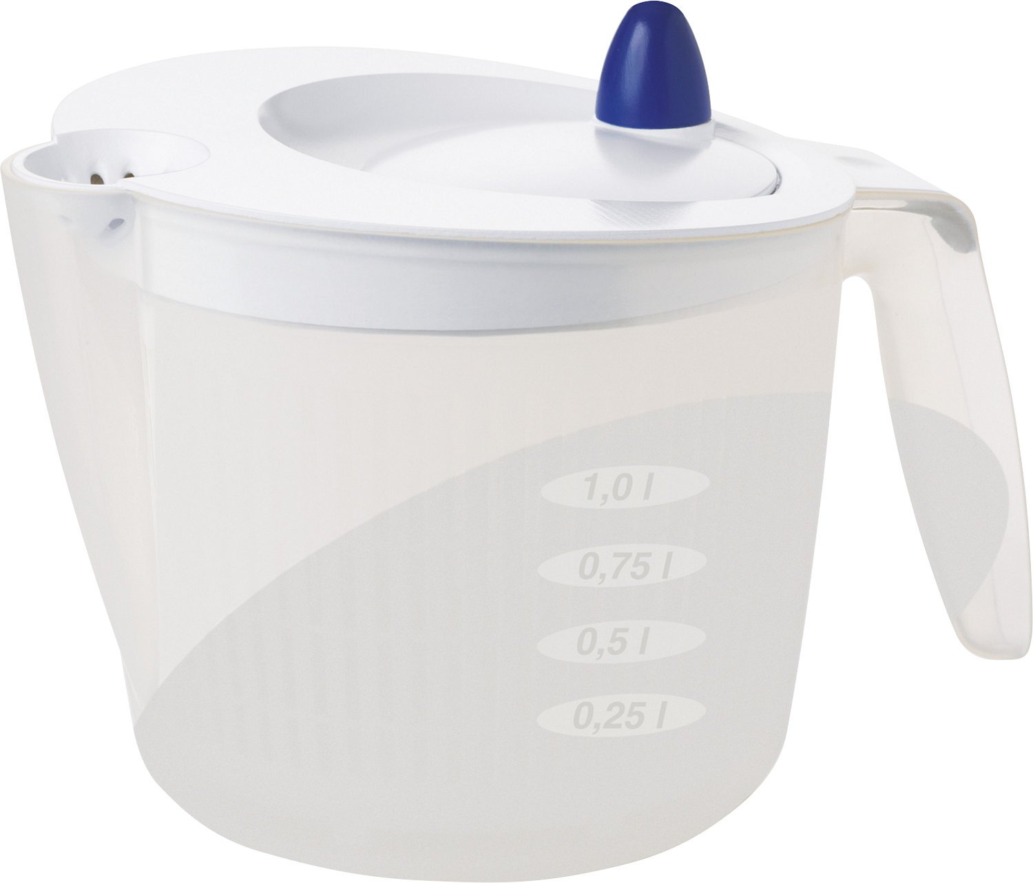 Emsa 502992 Salatschleuder mit Maßeinteilung, 2 Liter, Transparent/Weiß, Fit & Fresh