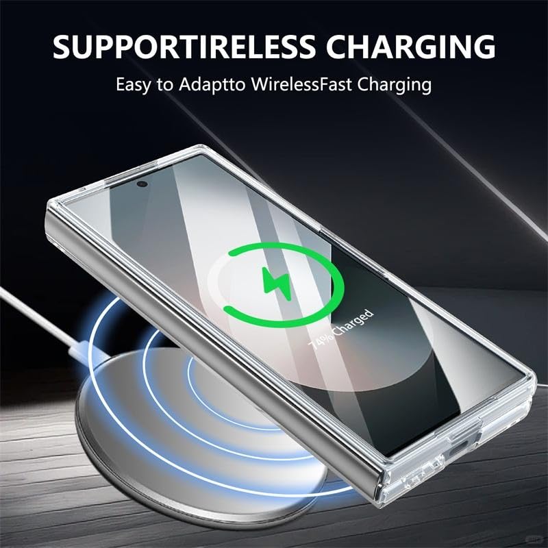 Image of amazon basics Clear Magnetic Case Cover for Samsung Galaxy Z Fold 7 [Compatible with MagSafe ] Slim Shockproof Magnetic Transparent Phone Cover Case - Blue