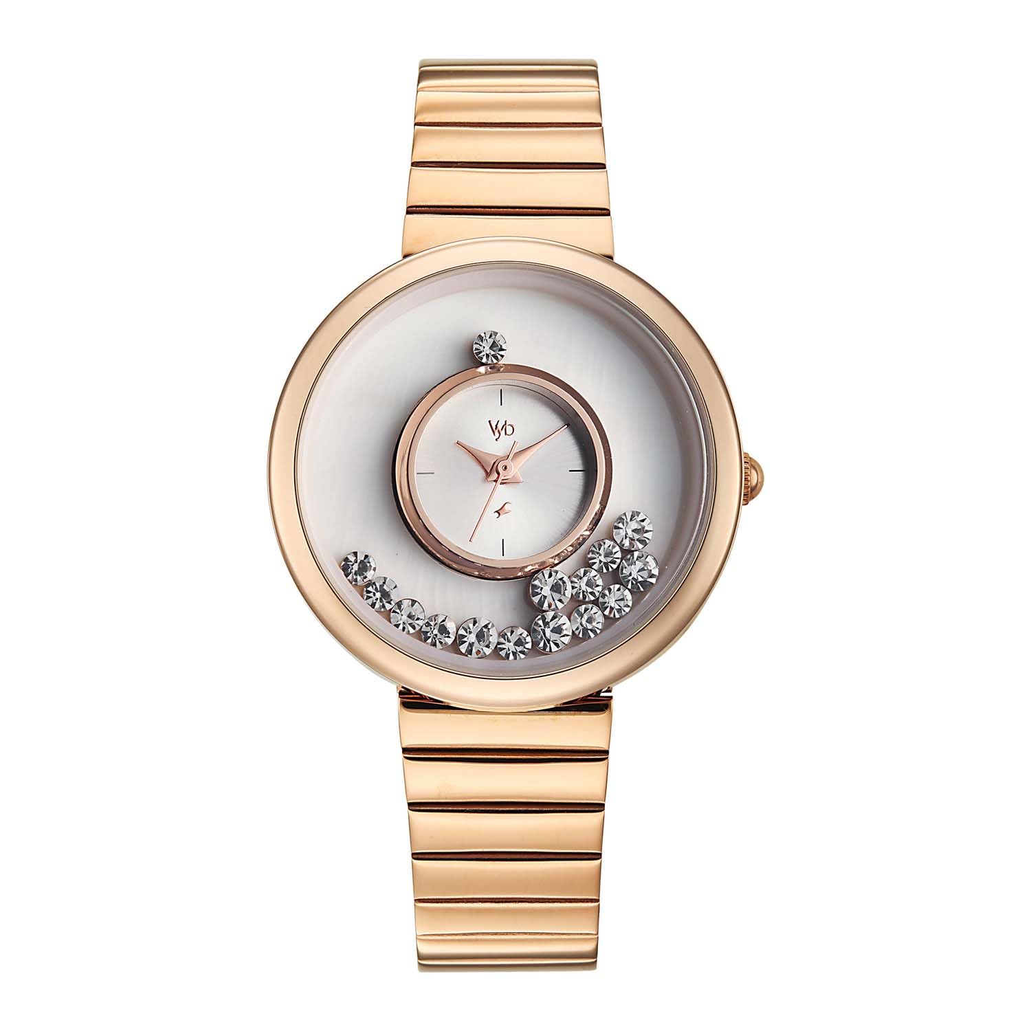 Vyb Celeste with Quartz Analog White Dial Rose Gold Stainless Steel Strap Watch for Women - FV60135WM01W