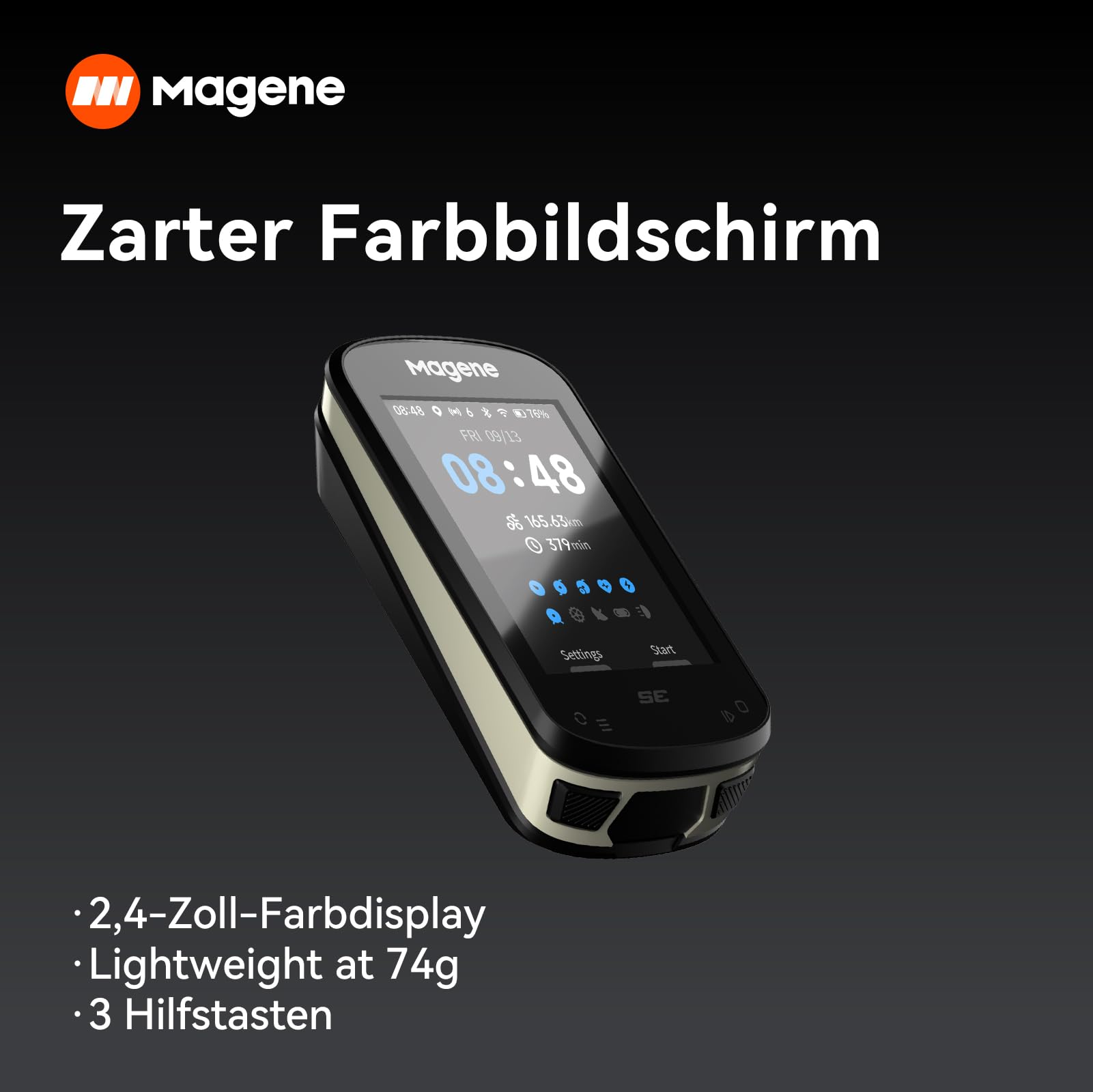 Magene C506SE GPS Kabellos Fahrradcomputer, Streckennavigation, 2,4-Zoll-wasserdichte-Farbbildschirm, WiFi&Bluetooth, Benutzerdefinierte Daten, 11 Sprachen