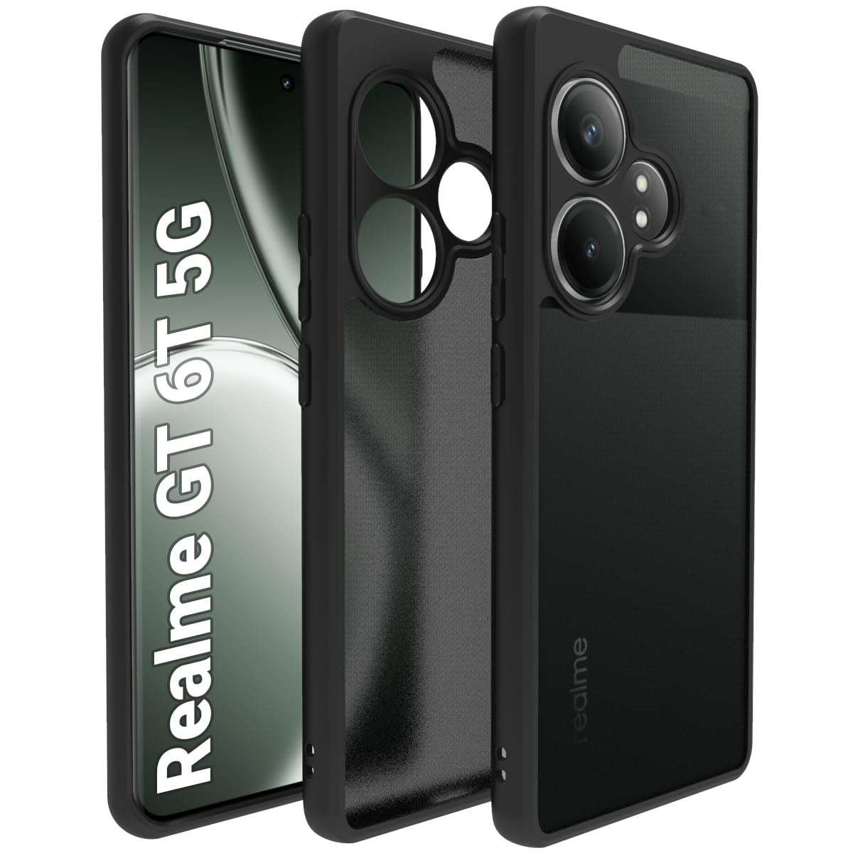 RIGGEAR Shockproof Sleek Hybrid Armor Back Cover Case Compatible with Realme GT 6T 5G (Smoke Black Matte PC + Black TPU Bumper) (B0D5DBMJD9) Amazon Price History, Amazon Price Tracker
