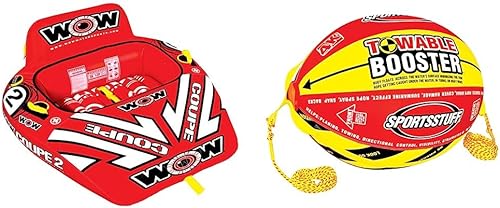 WOW Sports World of Watersports Coupe Cockpit - Tubo inflable para bañera remolcable para 1 o 2 personas para canotaje, 15-1030 y bola de refuerzo