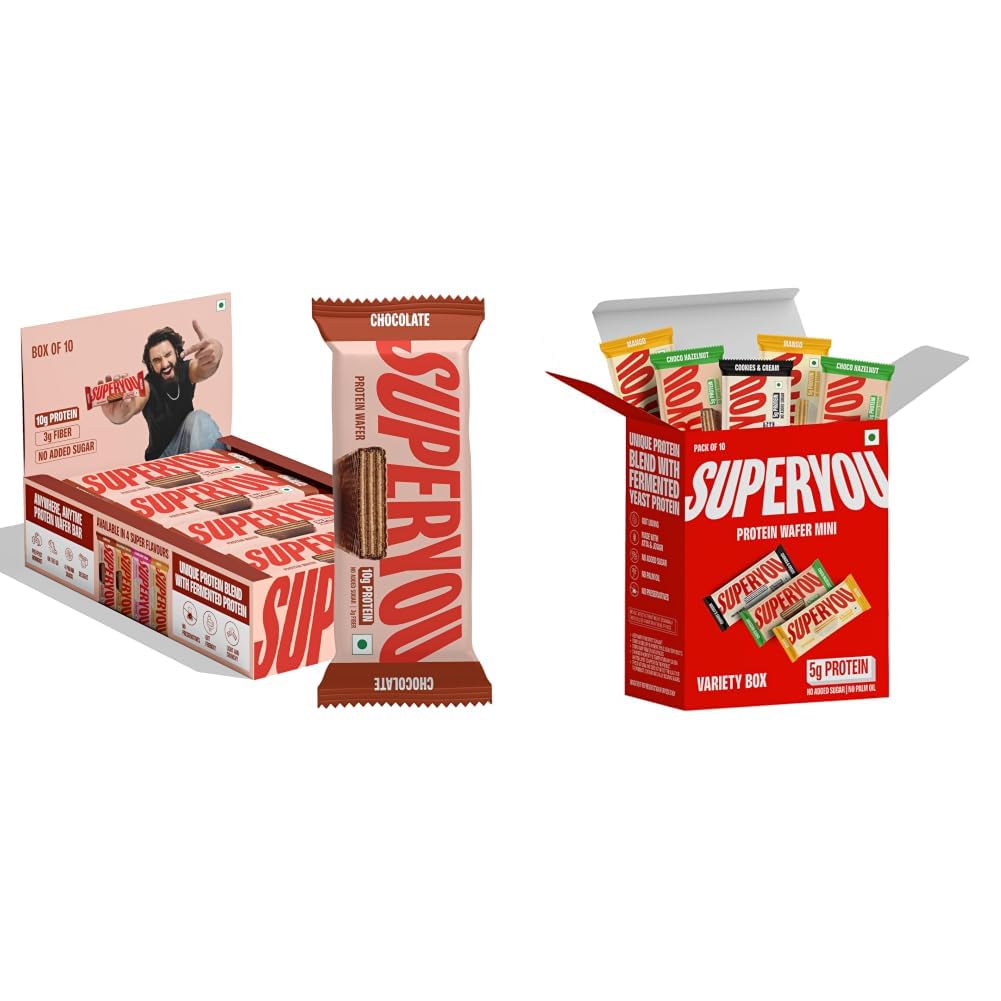 SuperYou Chocolate Protein Wafer Bars (Pack of 10) and Assorted Protein Wafer Mini Bars (Pack Of 10) | 10g + 5g-image-29