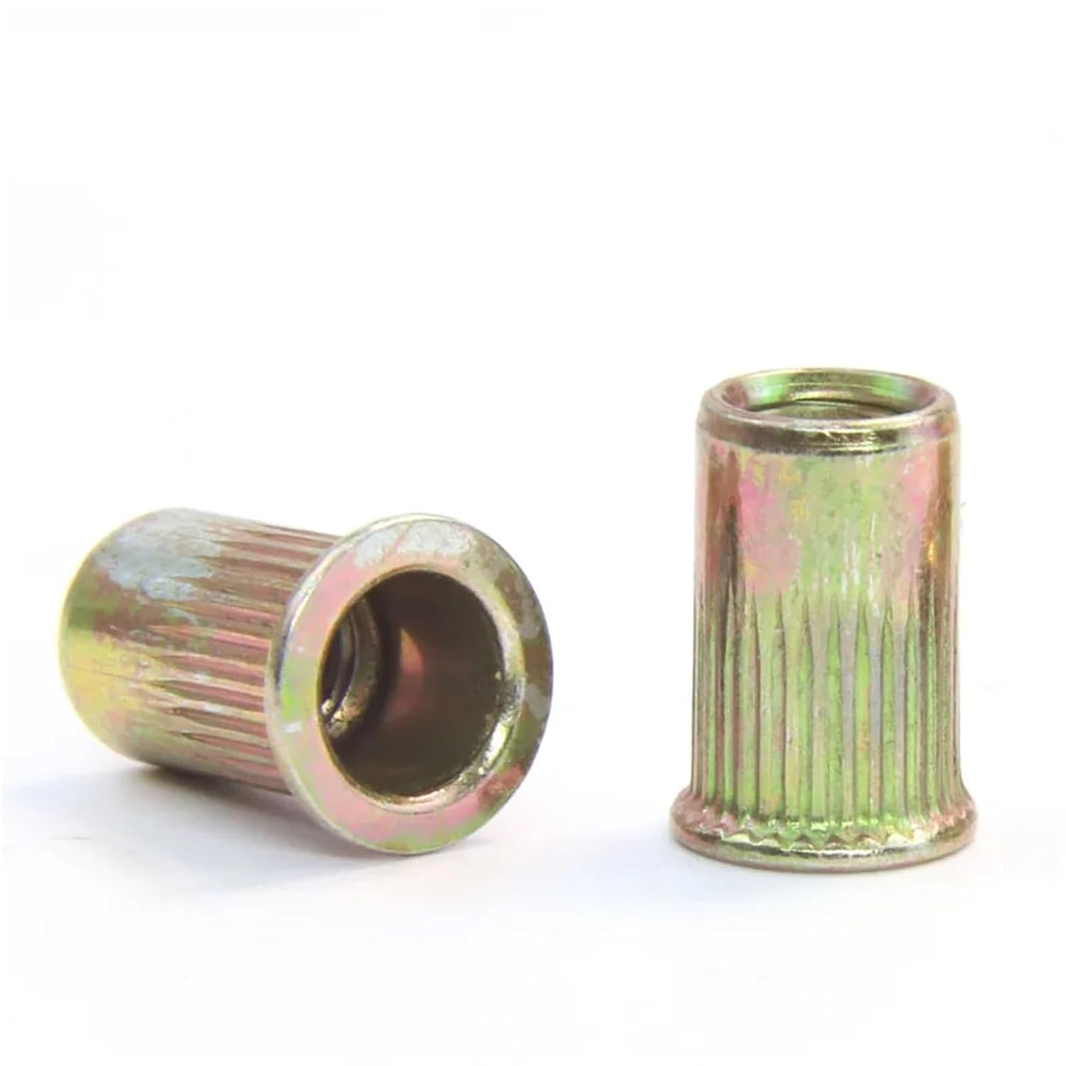 2-20pc Small Flat Head Blind Rivet Nut Carbon Steel 304 Stainless M3-M12 Rivnut Threaded Insert(Yellow zinc,M4 20pcs)