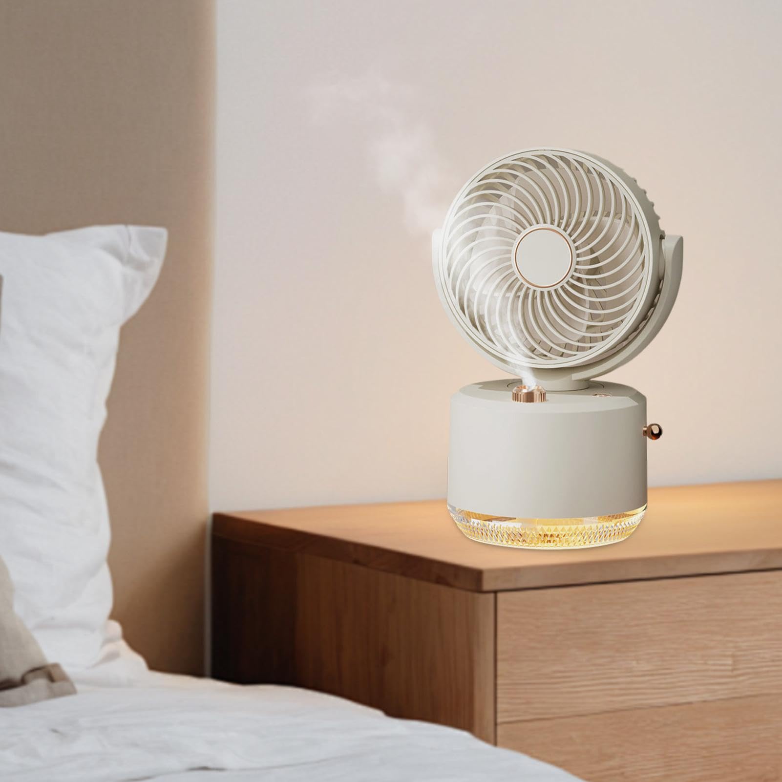 Fog - Ventilateur de brume - Batterie rechargeable - Léger et multifonction - Pour les voyages - Ventilateur portable - Ventilateur portable - Lampe de ventilateur à batterie rechargeable