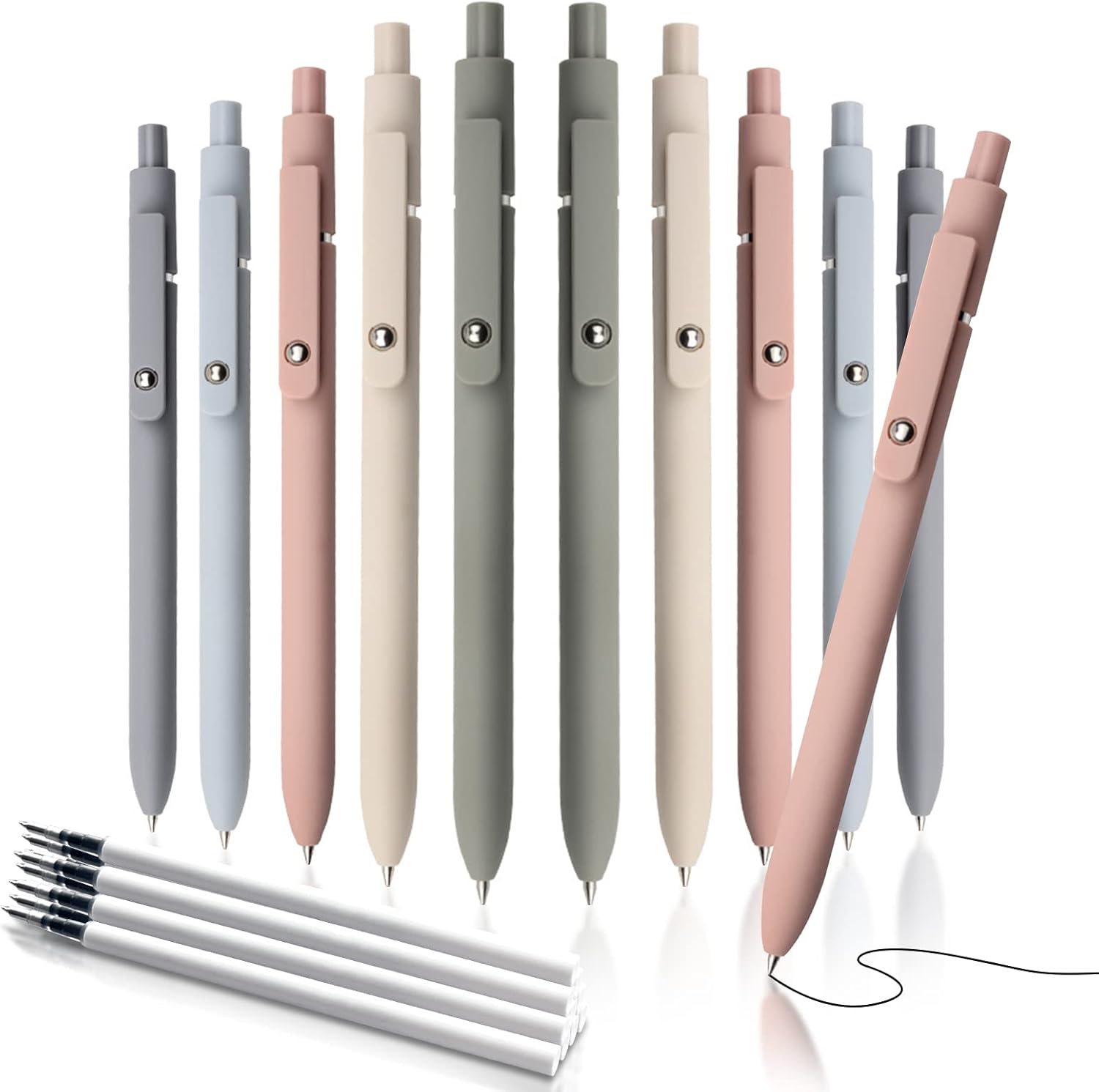 10x Gel Pens 10 Pcs 0.5mm Retractable Black Ink Fine Point Rolling Ball Gel Pen - View #6