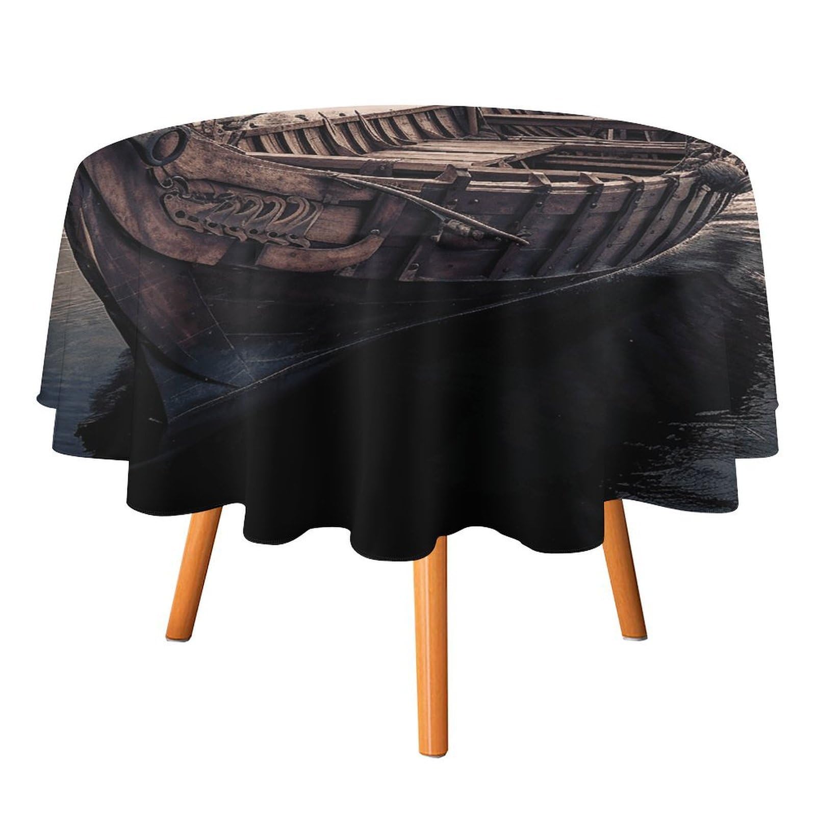 SMAZDFXX Boat Tablecloth 36x36in Round Table Cloth Durable Polyester, Washable Stain Resistant Table Cover for Indoor Outdoor (Picnic, Dining, Party)