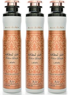 Arabian Air Freshener Bundle (3 x 300ml) Dubai, Luxury Scent, Long Lasting Fragrance (3 x Fakhar Lattafa (Rose Gold))