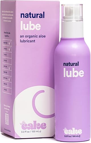 Hello Cake Natural Lube - Aloe-Based Organic Lubricant. Chemical Free, Hydrating, Non-Sticky, Condom Compatible Personal Lubricant (3.3 Fl. Oz.)