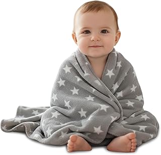 OYO BABY Fleece Baby Blanket for Newborns – All-Season Ultrasoft Reversible Blanket, Single Baby Blanket for Babies 0–24 Months, 95×70 cm, Pack of 1, Grey