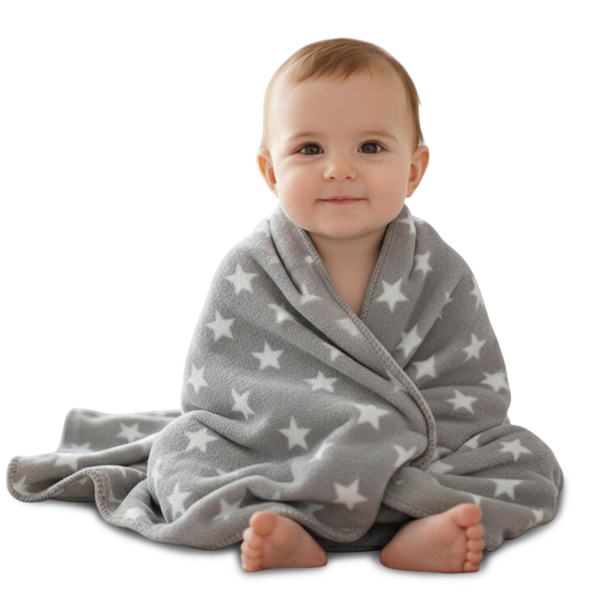 OYO BABY Fleece Baby Blanket for Newborns – All-Season Ultrasoft Reversible Blanket, Single Baby Blanket for Babies 0–24 Months, 95×70 cm, Pack of 1, Grey