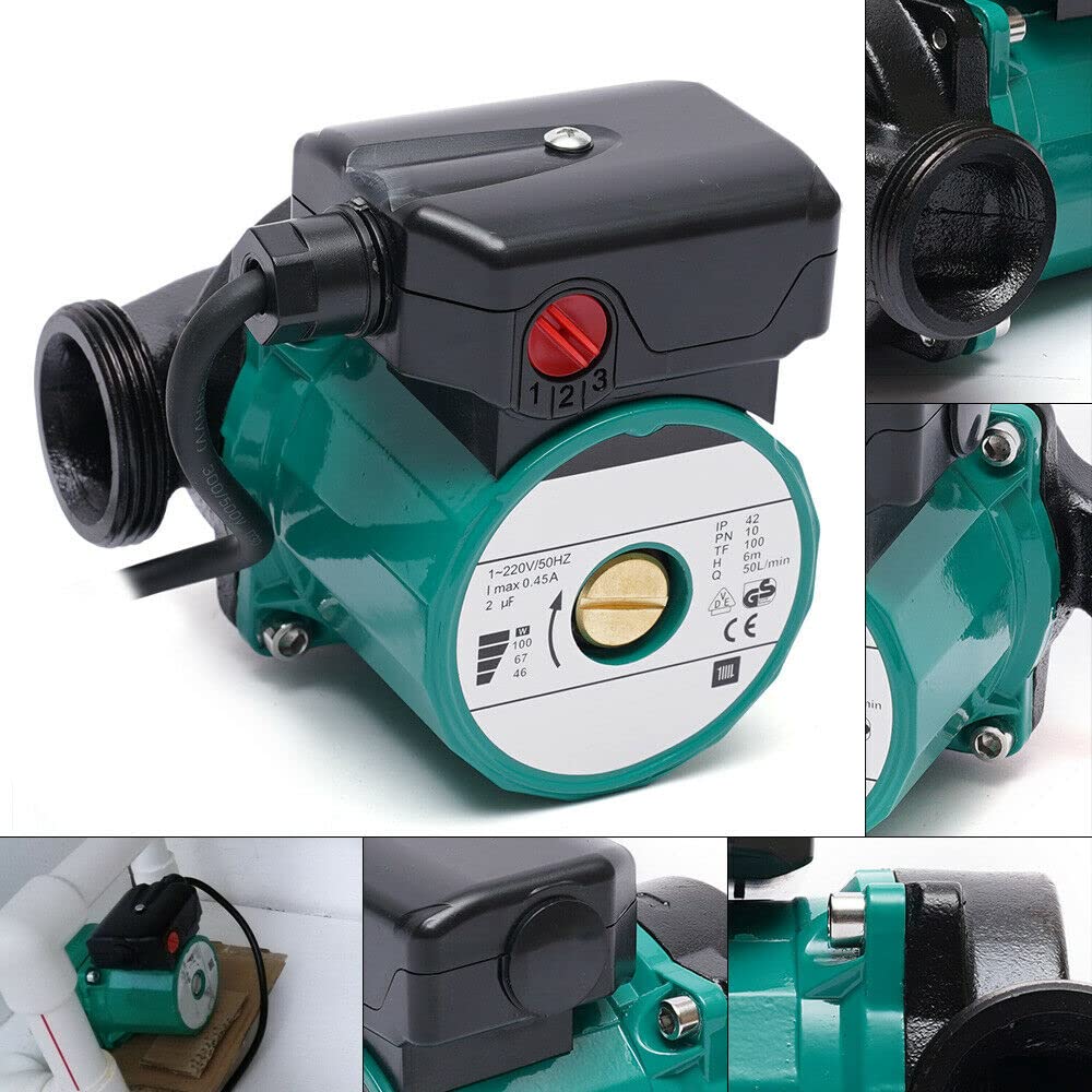Bomba De Agua Bomba de circulación de 220V, bomba de calefacción for el hogar, caldera de circulación, bomba de refuerzo de presión de agua caliente, bomba de recirculación 50L/min 100W Bomba Agua