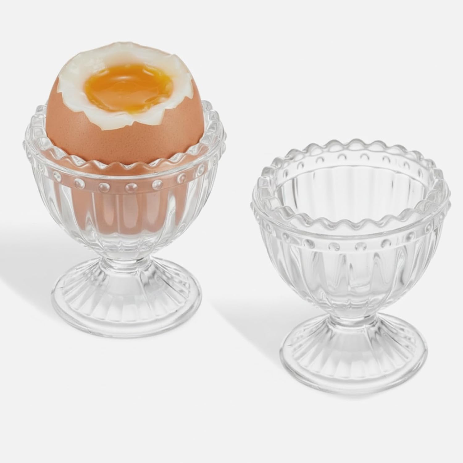 Rtteri Glass Egg Cups, Colorful Egg Holders for Breakfast, 4 Pcs, 4 Color