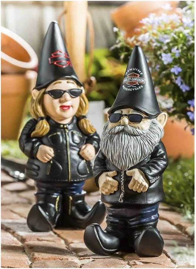 Harley-Davidson Lady Biker Themed Polystone Garden Gnome, 4.5 x 11 in. 544902C