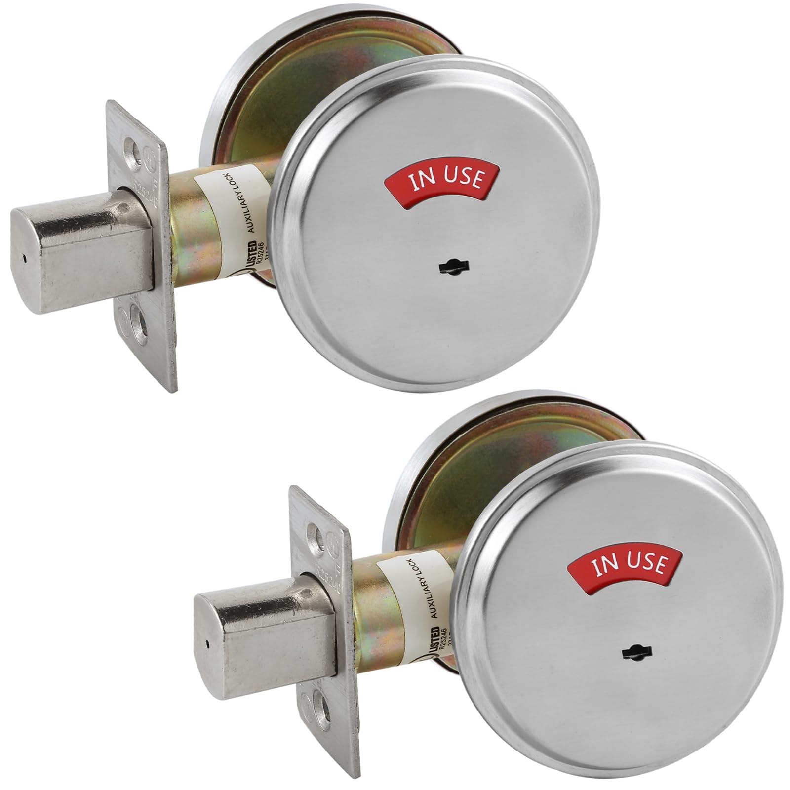 HISAFE in-Use/Vacant Commercial Deadbolt, Heavy Duty Satin Chrome Grade 2 Privacy Indicator Deadbolt for Bathroom/Office, UL3 Hour Fire Rated, Left&Right Handed, 2 3/4" Backset, 2 Packs