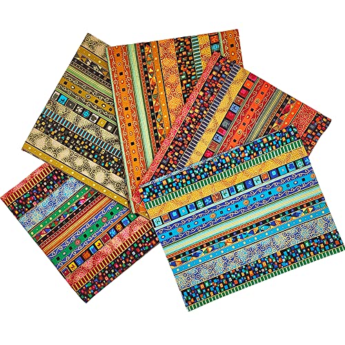 Cjinzhi 5 Pcs Fat Quarters Fabric Bundles, Ethnic Style Precut Quilting Cloth Colored Printing Cotton Squares Sheets For Diy Sewing Patchwork Face Protectors Crafting Projects, 19.7 X 15.7 Inch #TOP4