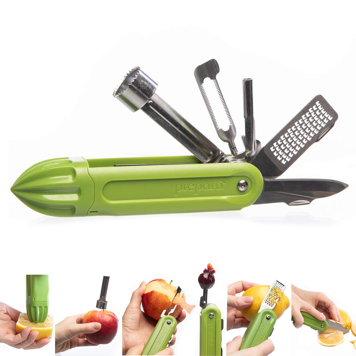 Prepara Fruity Multi-use Fruit Tool, 1.35 x 6.15 x 1.38 inch, Green
