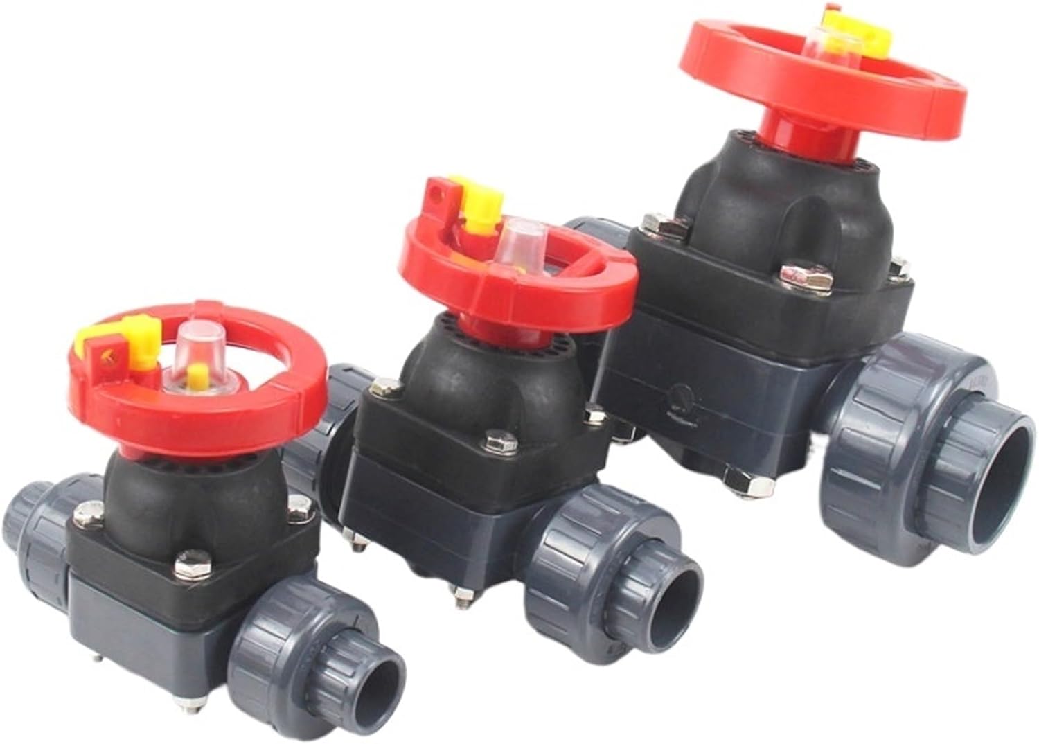 Flow Control Valve UPVC Loose Joint Diaphragm Valve Anti-Corrosion Manual Plastic Diaphragm Valve with Locking Switch 1 Pcs(DN 40 X 50mm)