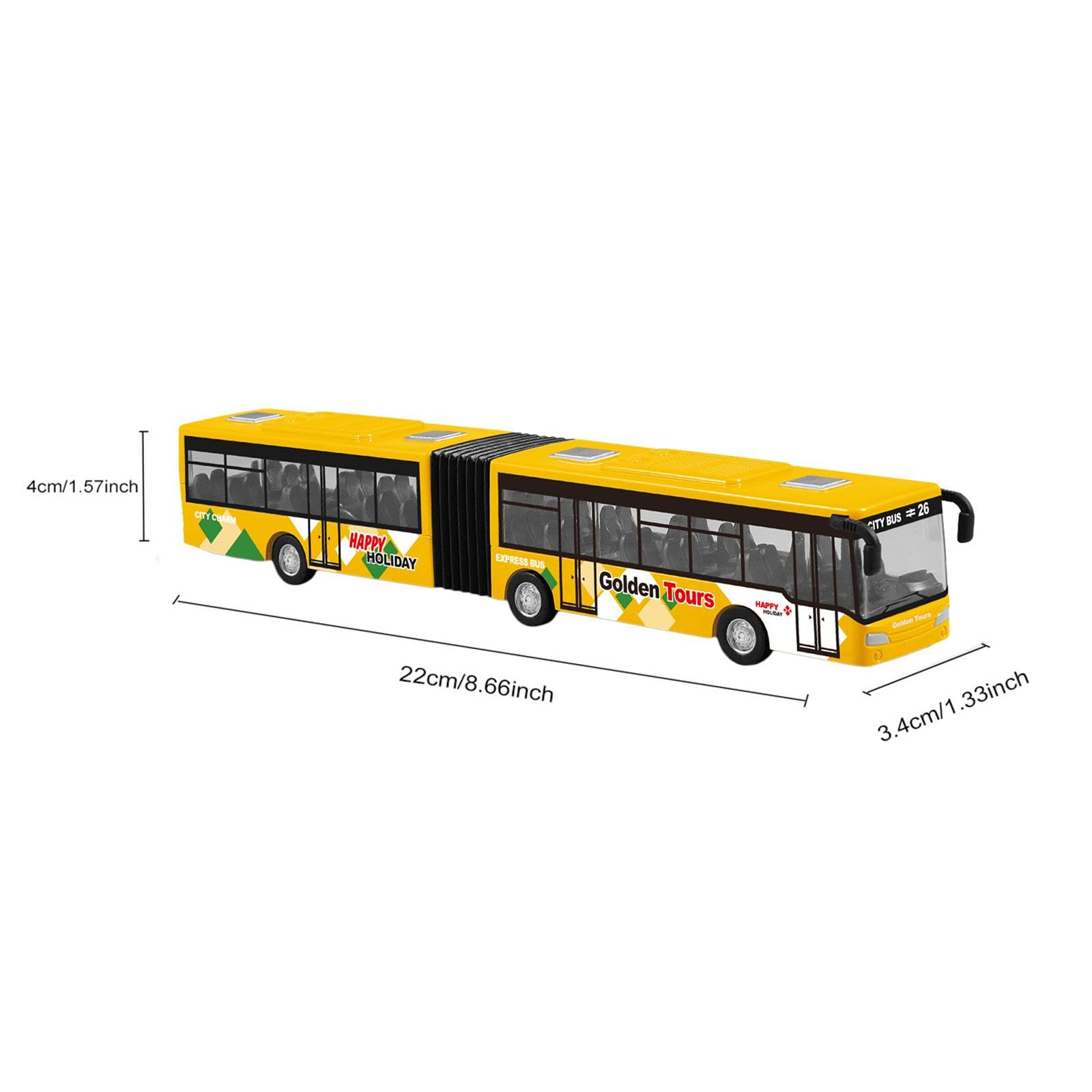 Pull Back Gelenkbus Diecast Fahrzeug Aus Metall mit Detailgetreuen Sitzen für Kinder für Sammeln Dekoration Rollenspiele, Orange