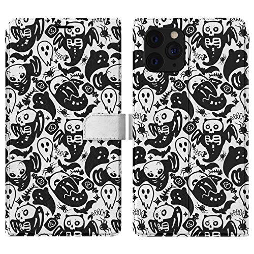 Wallet Phone Case Compatible With Iphone 13 Pro Max 12 Mini 11 Se Xr Xs 8 Plus 7 6S Bats Spooky Ghost Protective Folio Halloween Cute Shockproof Slim Flip Cover Cats Lightweight Skeleton Magnetic #TOP1