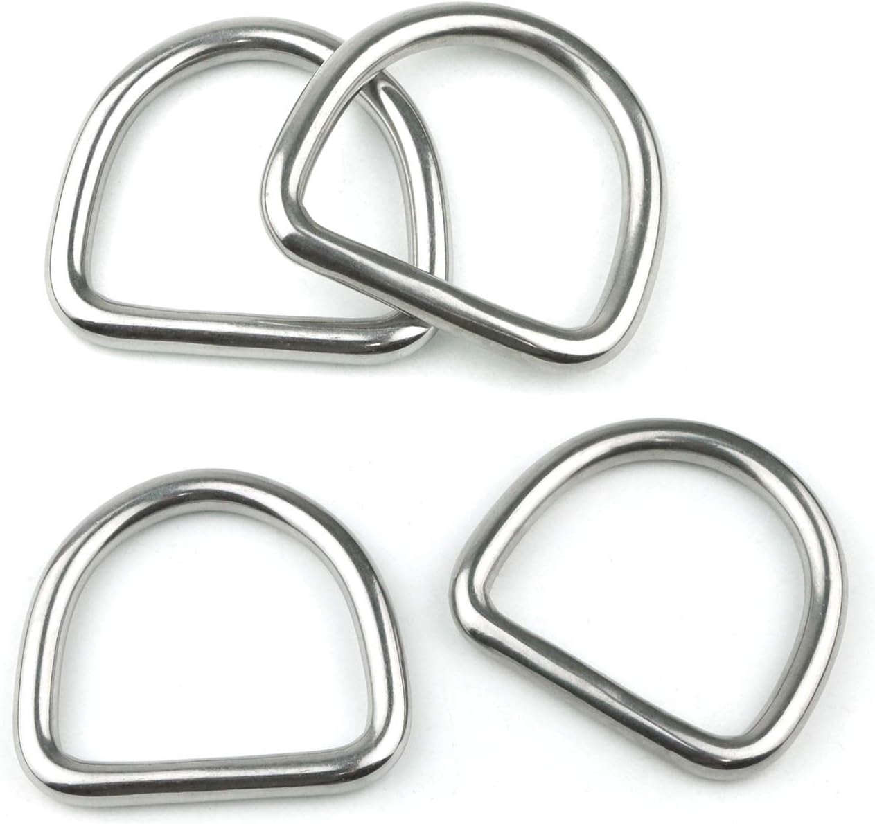 4 Pcs 2 Inch Stainless Steel D Ring, 5/16 Inch thickness Heavy Duty Welded D Ring Solid Metal Rings