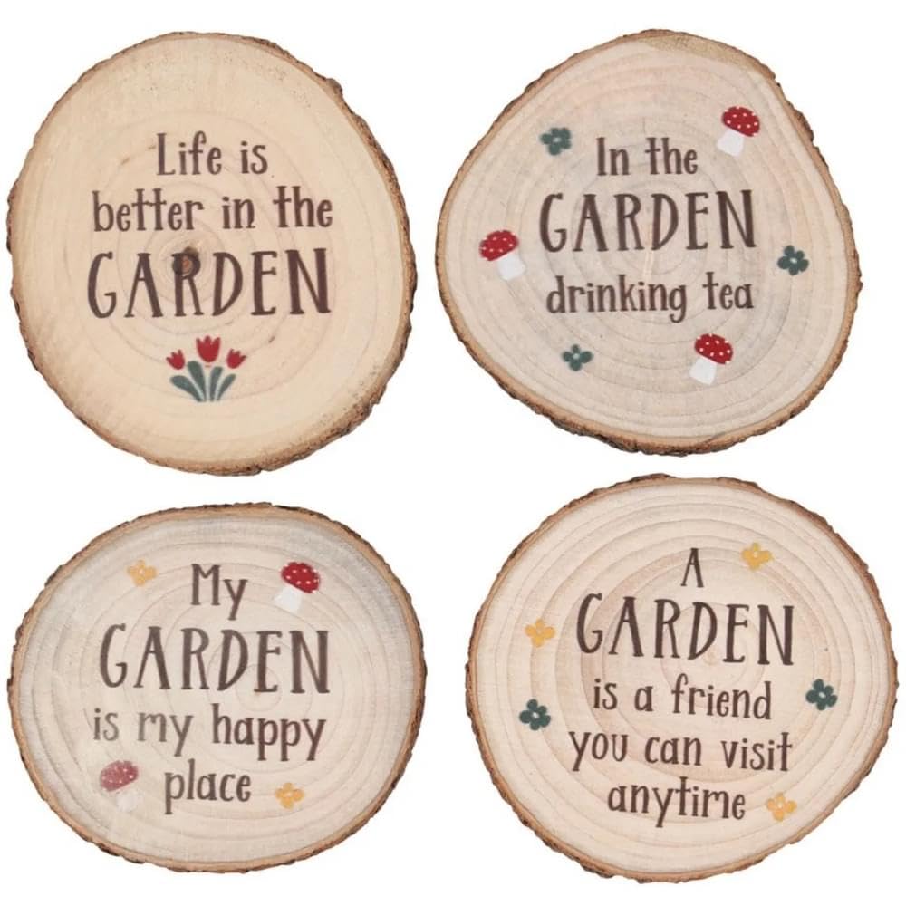 Set Of 4 Garden Wood Log Slice Drink Coasters from B&Q
