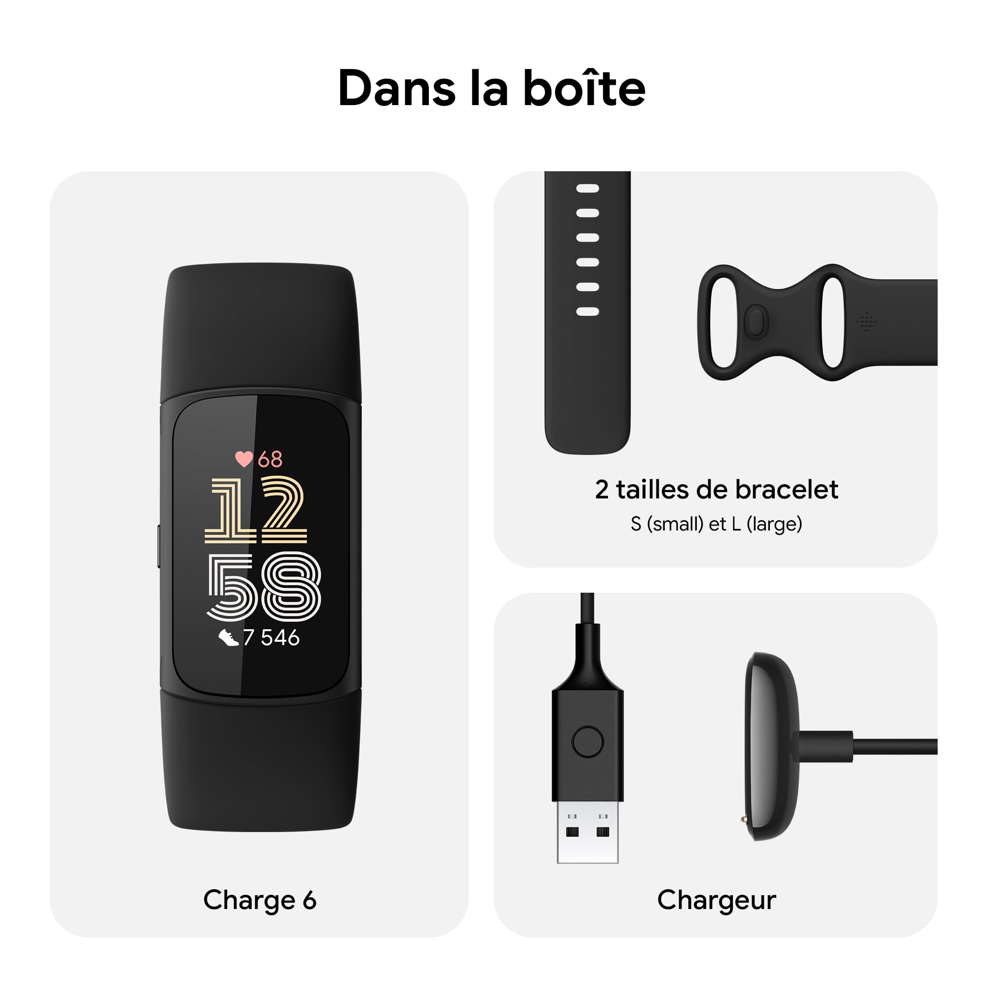 Google Fitbit Charge 6 Bracelet d'activité 3 mois Google Health Premium 7 jours autonomie batterie