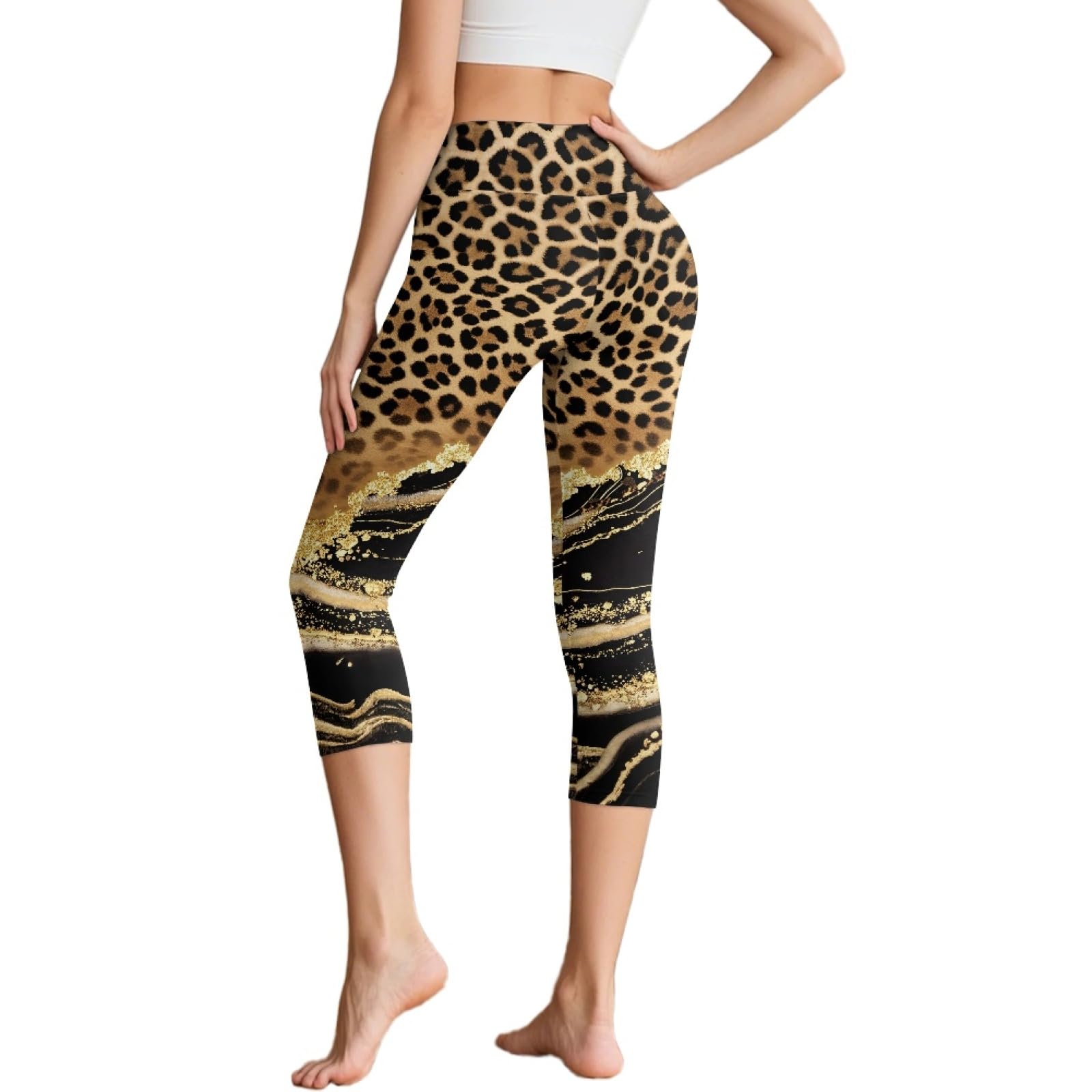 Amzbeauty Legging capri pour femme - Pantalon de yoga taille haute avec poches pour femme - Contrôle du ventre - Legging d'entraînement - Capris de yoga