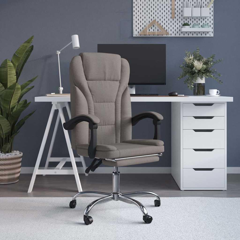 Krzesło biurowe Taupe Fabric z obrotowym podnóżkiem