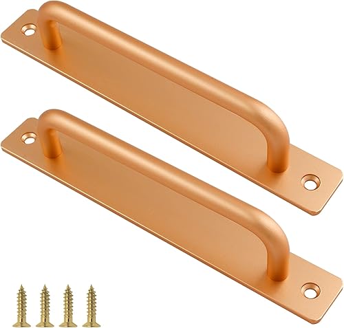 Rierdge Manija de puerta de granero, 7 pulgadas7.087 in, de aleación de aluminio dorado, para armario, armario, cajón, armario, cocina, jardín,