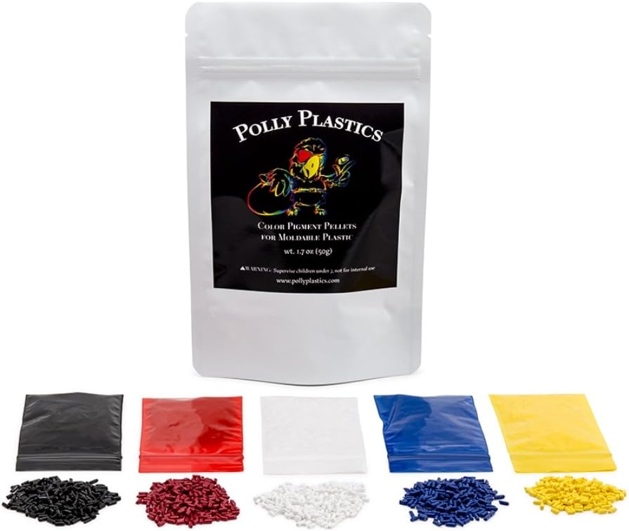 Polly Plastics Colour Pellets for Moldable Plastic (Blue/Red/Yellow/Black)