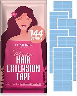Hair Extension Tape (144 Tabs) Hair Tape for Hair Extensions, Tape in Tape Replacement, Tape in Extensions. Extension Tape for Tape Ins, Tape In Tape, 1.6 x 0.3 Inch Pre Cut Tabs