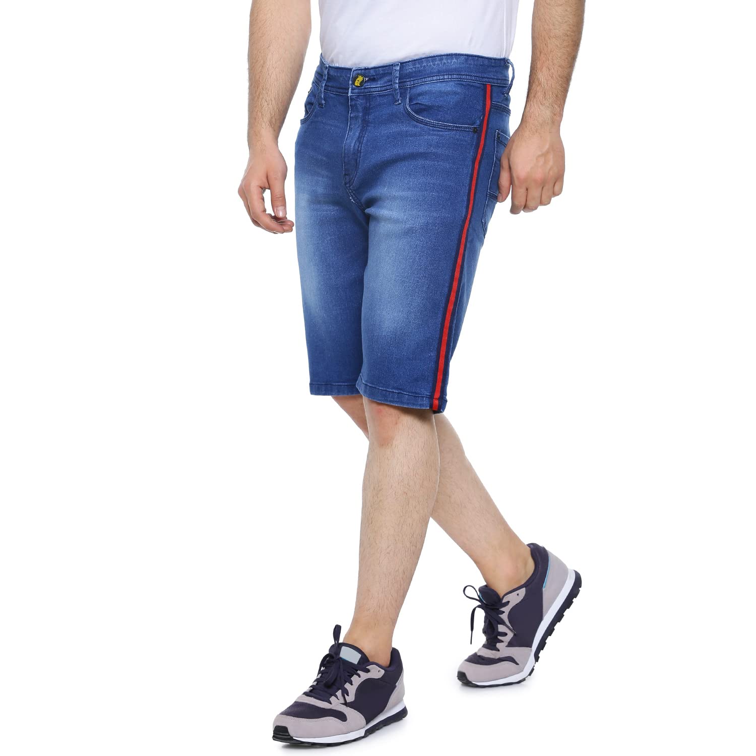 cahoot Men's Blue Side-Striped Denim Shorts for Casual Wear | Medium-Wash | Button Closure | Regular Fit | Stretchable Cotton Mid-Rise Denim Jeans Crafted with Comfort Fit for Everyday Wear-picture-31