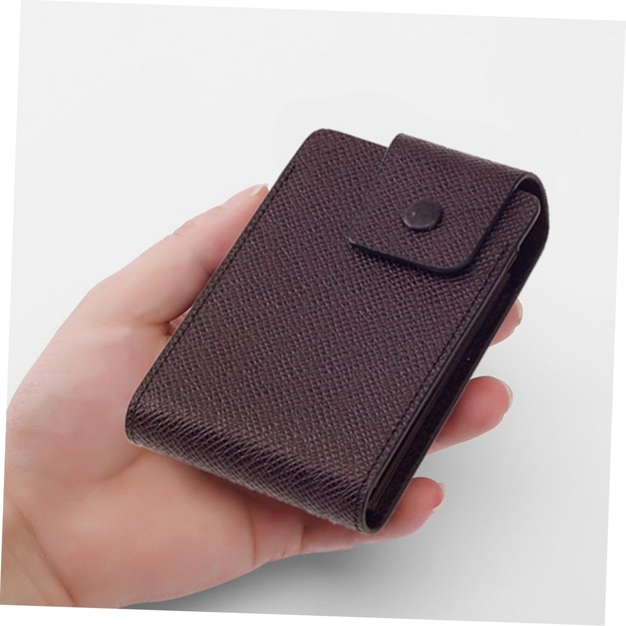 Multifunctional Certificate Holder and Pouch for Men Stylish Buckle Design Coffee Color for Cards and Essentials Storage
