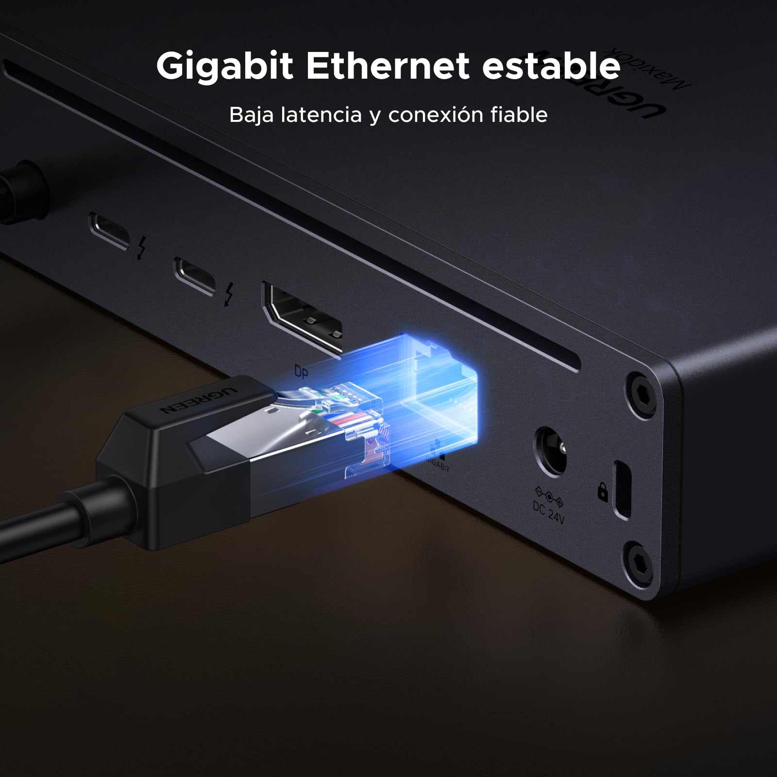 UGREEN Maxidok Thunderbolt 5 Docking Station USB C 10 en 1 Doble Pantalla | 2 TBT5, 120Gbps, 1 DisplayPort 8K60Hz, Múltiples USB-A 3.2 10Gbps, RJ45 Gigabit, Lector SD TF 4.0, M.2 SSD, 110W Máx Carga