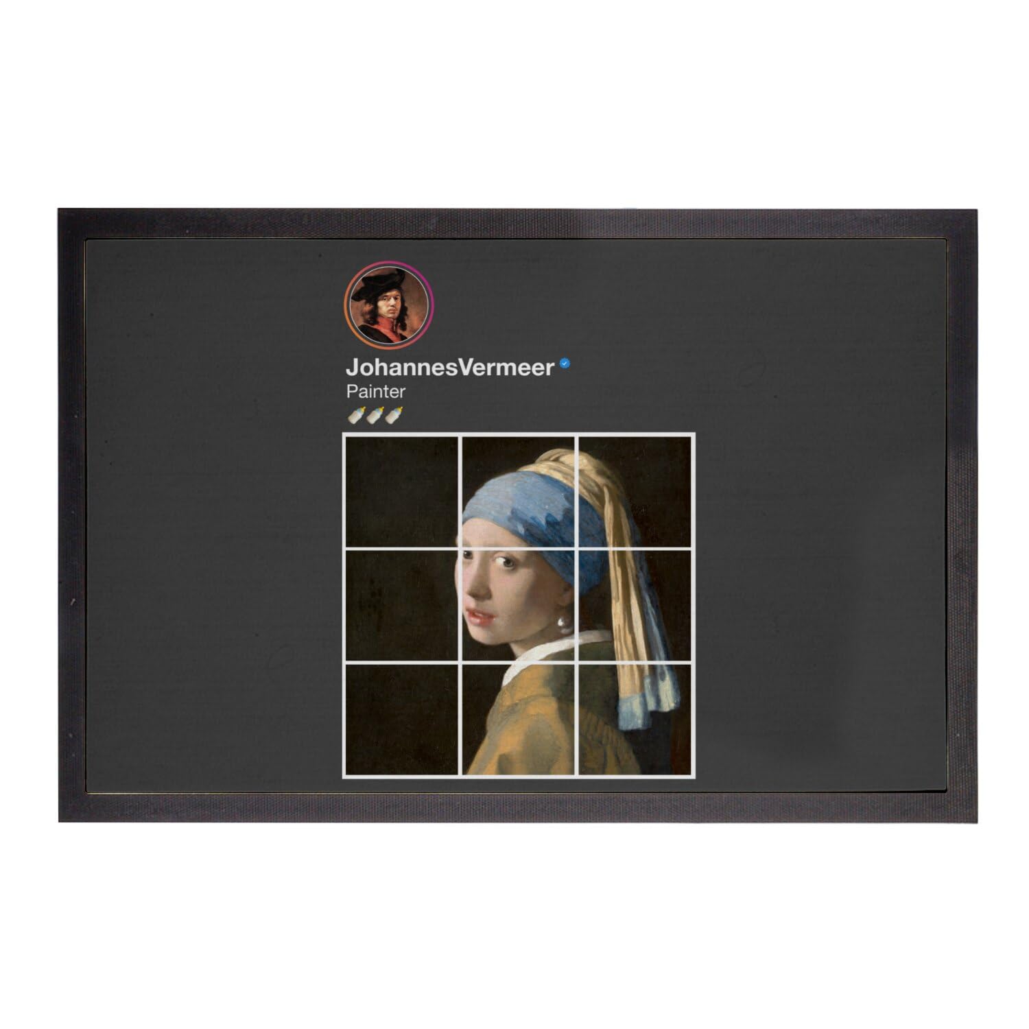 Paillasson noir Johannes Vermeer 75x50cm tapis entrée