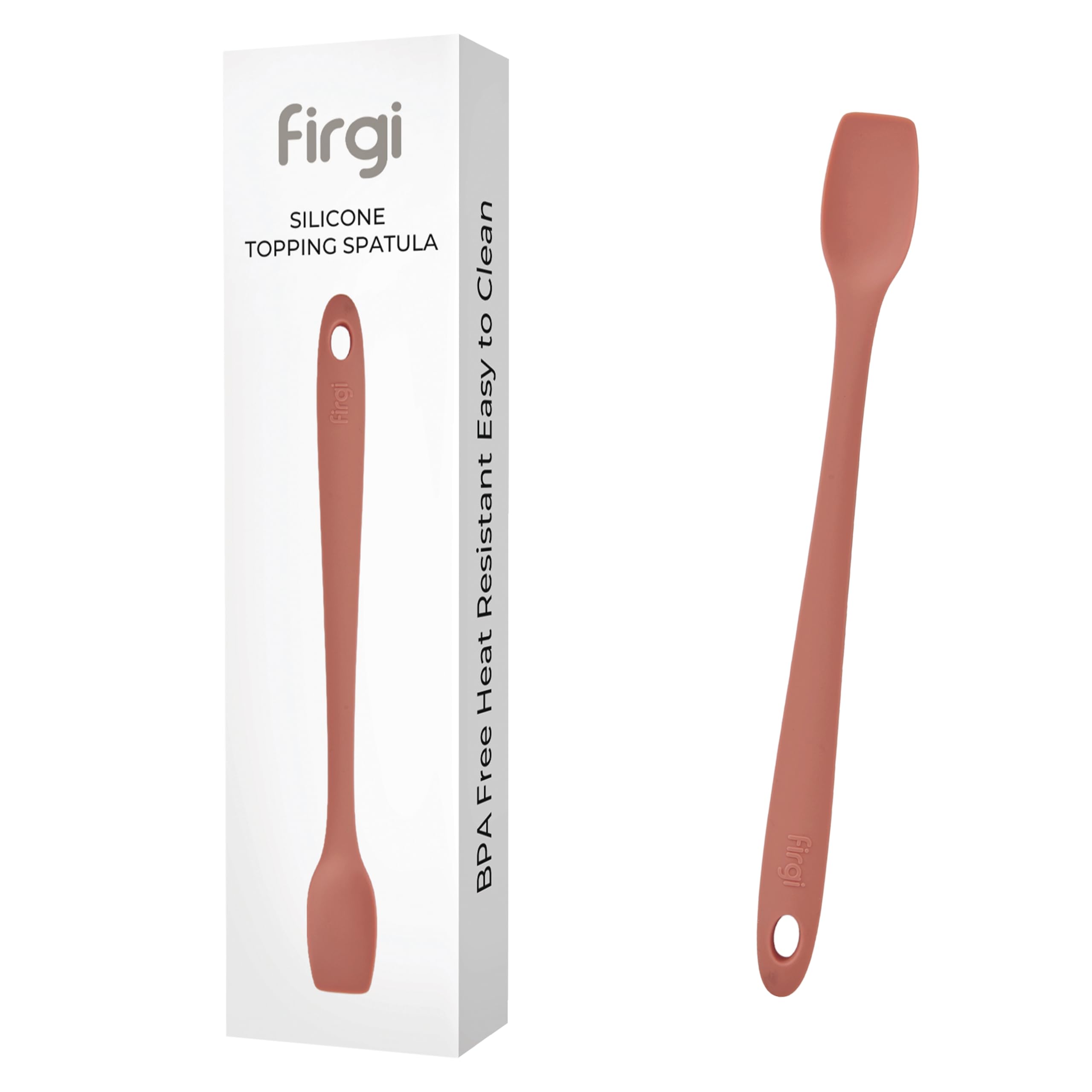 Firgi Platinum Silicone Topping Spatula for Cooking – BPA Free Heat Resistant Cooking Utensils for Non Stick Pans – One-Piece Spoonula for Baking, Mixing & More – Kitchen Scraper 10.7” IndiePink