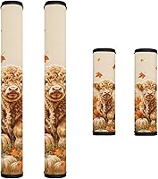 Vista 10 de Decoración de cocina con estampado de flores azules para interiores, 4 accesorios para manijas de puerta, fundas duraderas para manijas