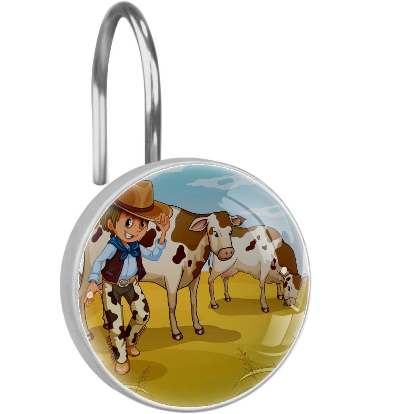 Crochets pour rideau de douche lot de 12 anneaux inox cowboy