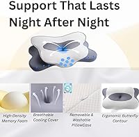 Vista 5 de Almohada cervical eficaz para aliviar el dolor, soporte ergonómico de mariposa de firmeza media para dormir de lado, espalda y estómago, almohada