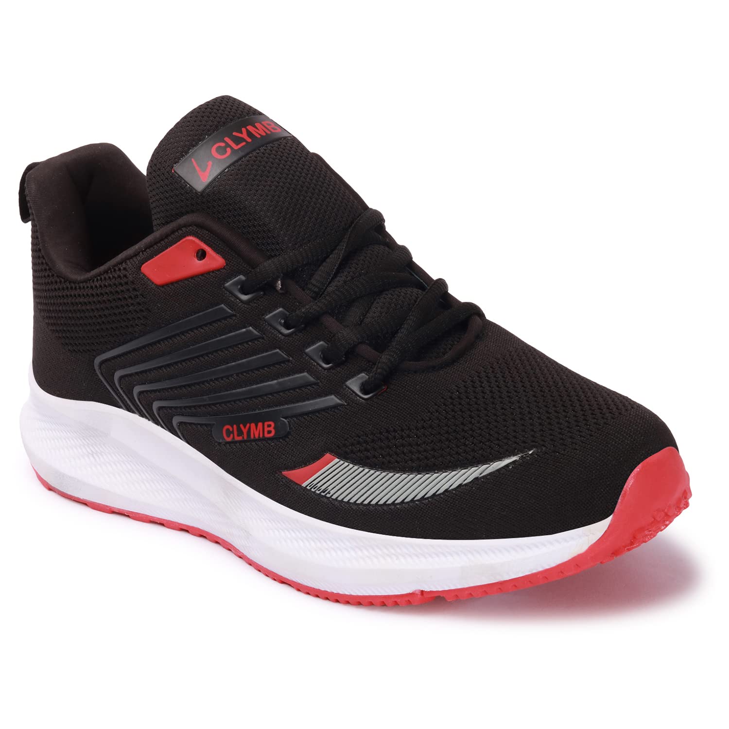 CLYMB Mens Black & Red Flynit Lace-Ups Walking/Outdoor/Gym Sport Running Shoes (B0BNBCLL5F) Amazon Price History, Amazon Price Tracker