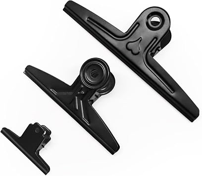 Coideal Large Bull Clips Black, 14 Pcs XL Steel Binder Paper Clips Clamps for Office, Drawing Board, Food Bags Square