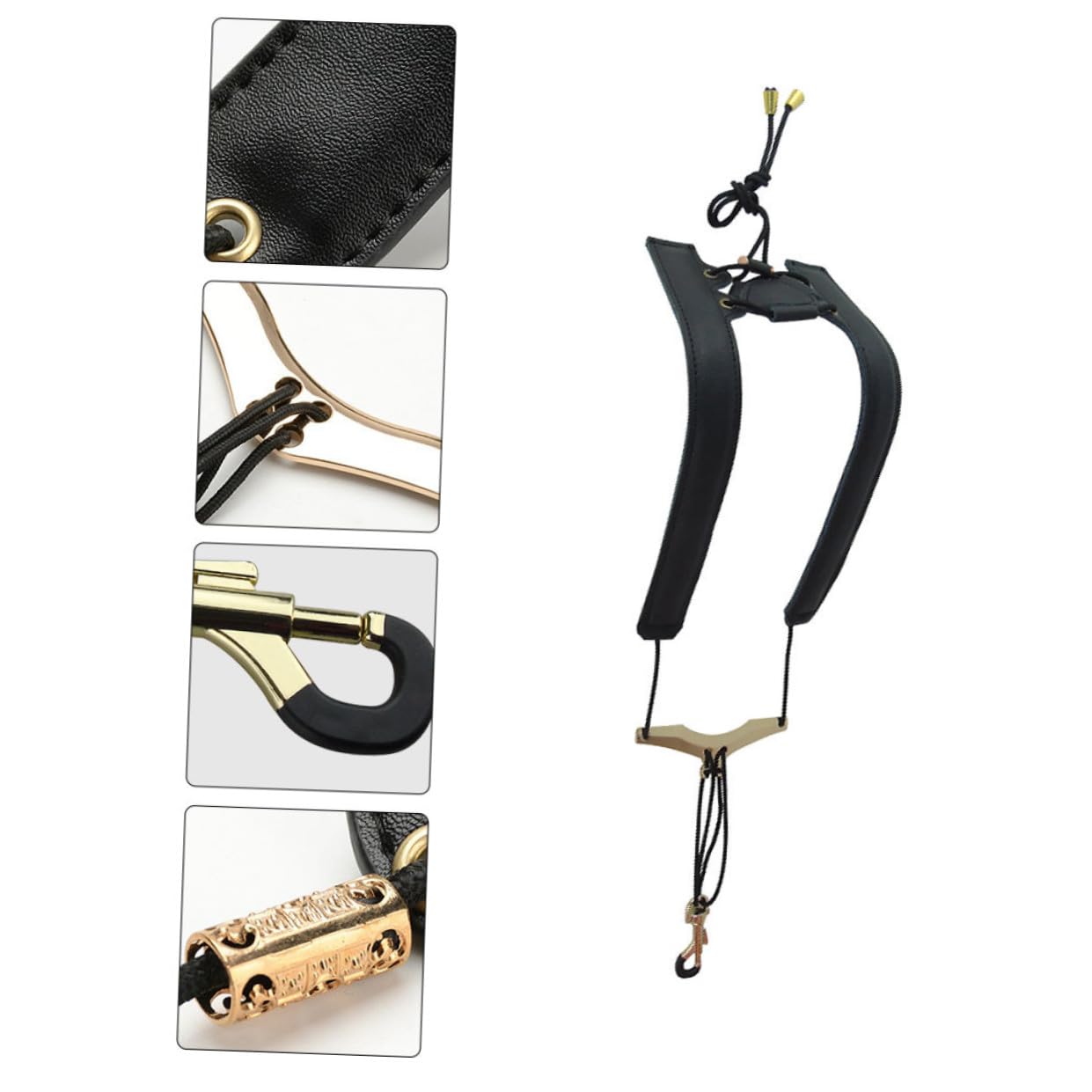 Tracolla Sassofono Contralto Regolabile Doppia Spalla Nera | Pelle e Nylon, Effetto Fisso, Comfort sulla Spalla, Distribuzione del Peso Uniforme Stile Casuale