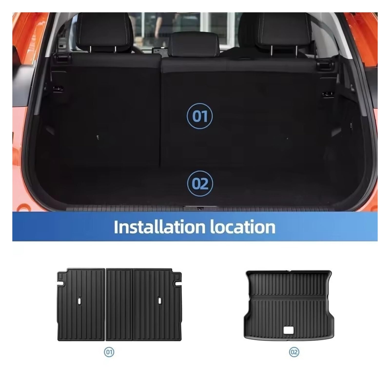 Für Xpeng G6 2023–2025 Auto-Fußmatten | Hinten für Sitzlehne für Schutzpolster Cargo Liner Kofferraumpolster TPE Auto-Fußmatten(Floor mats LHD 3pcs)