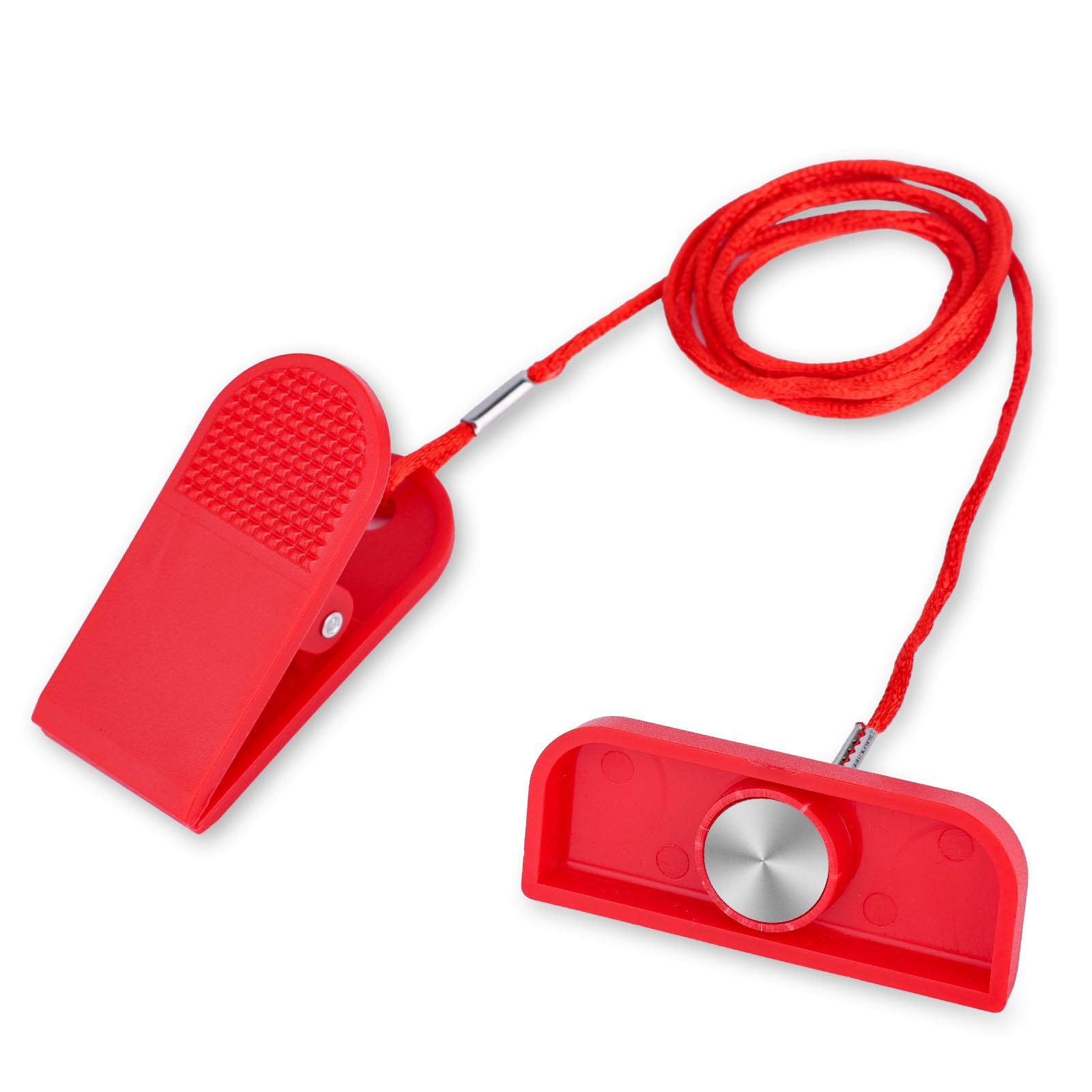 Universal Treadmill Magnetic Safety Key 5.9x2.3cm/2.32x0.91in, Rectangle Magnet Emergency Stop Switch with Clip, Running Machine Replacement Accessories Attachment Compatible with Most Treadmill (Red)