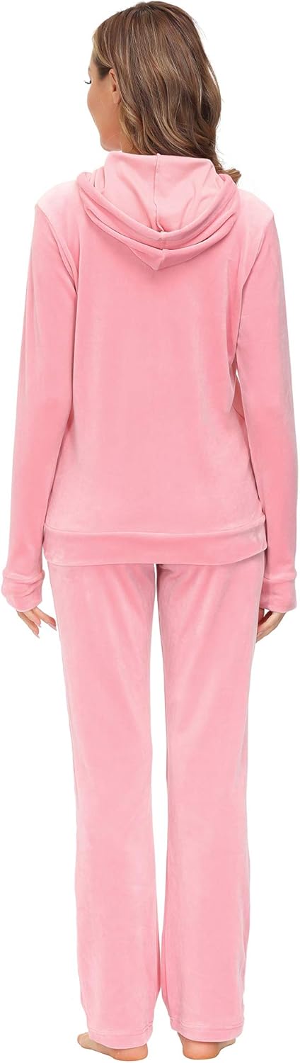 Dolcevida Womens Velour Sweatsuits Sets 2 Piece Tracksuits Outfits Full Zip Hoodie and Sweatpant Set Velvet Jogging Suit - Image 4